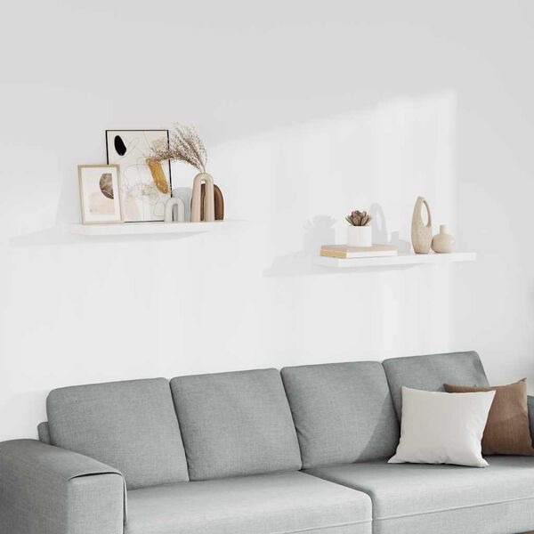 vidaXL Floating Wall Shelves 2 pcs White 80x23.5x3.8 cm MDF