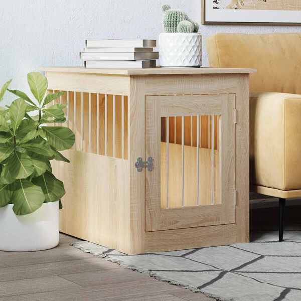 vidaXL Dog Crate Furniture Sonoma Oak 55x75x65 cm Engineered Wood