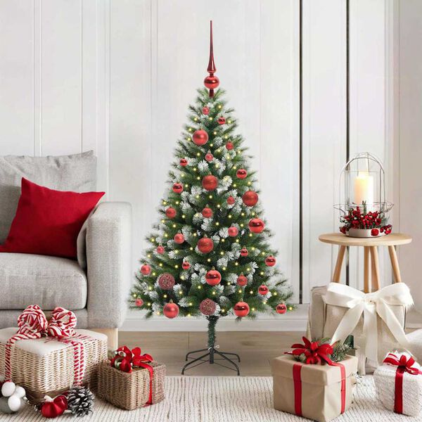 vidaXL Artificial Hinged Christmas Tree with Flocked Snow 120 cm