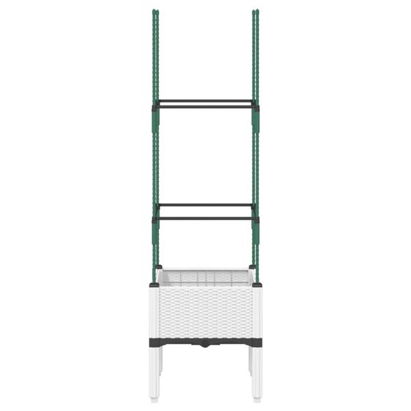 vidaXL Garden Planter with Trellis White 40x40x142.5 cm PP