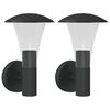 vidaXL Outdoor Wall Lights 2pcs Black Stainless Steel