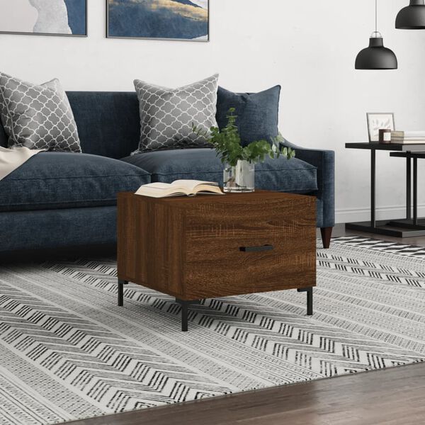 vidaXL Coffee Table Brown Oak 50x50x40 cm Engineered Wood