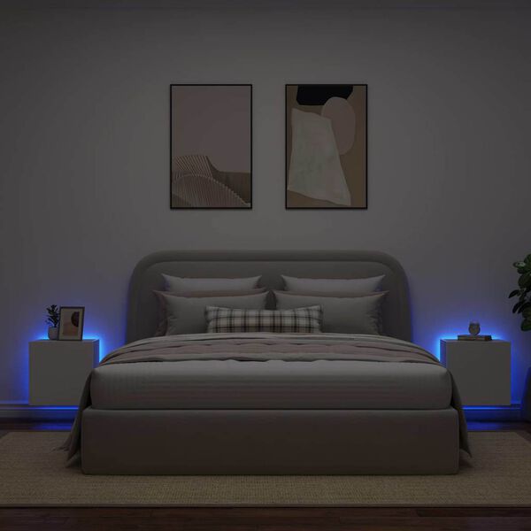 vidaXL TV Wall Cabinets with LED Lights 2 pcs White 40.5x35x40 cm