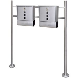 vidaXL Double Mailbox on Stand Stainless Steel