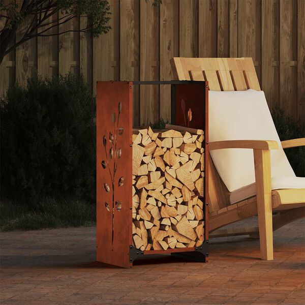 vidaXL Firewood Rack 40x30x80 cm Weathering Steel