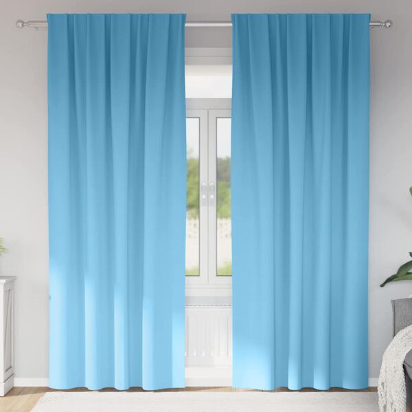 vidaXL Blackout Curtains with Rings 2 pcs Light Blue 225 x 140 cm