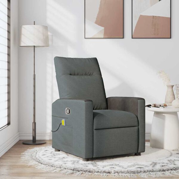 vidaXL Massage Recliner Chair Dark Grey 69 x 86 x 100 cm Fabric