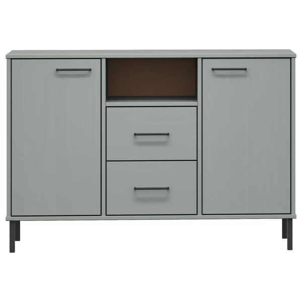 vidaXL Sideboard with Metal Legs Grey 113x40x77 cm Solid Wood OSLO
