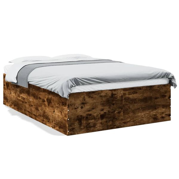 vidaXL Bed Frame without Mattress Smoked Oak 140x200 cm