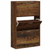 vidaXL Shoe Cabinet Smoked Oak 63x24x103 cm Engineered Wood