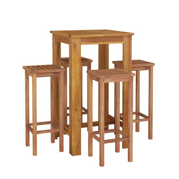 vidaXL 5 Piece Garden Bar Set Solid Wood Acacia