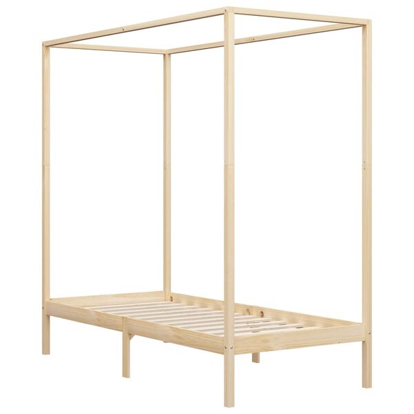vidaXL Canopy Bed Frame without Mattress Solid Pine Wood 90x200 cm