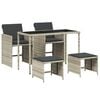 vidaXL 5 Piece Garden Dining Set with Cushions Light Grey Poly Rattan