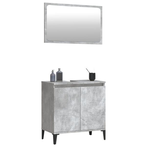 vidaXL 2 Piece Bathroom Furniture Set Concrete Grey Engineered Wood