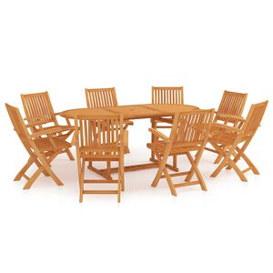 vidaXL 9 Piece Garden Dining Set Solid Teak Wood