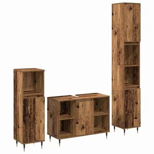 vidaXL Bathroom Furniture Set with Door 3 pcs Old Wood Engineered Wood