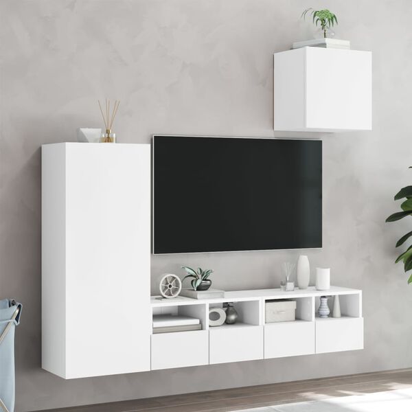 vidaXL 4 Piece TV Wall Units White Engineered Wood