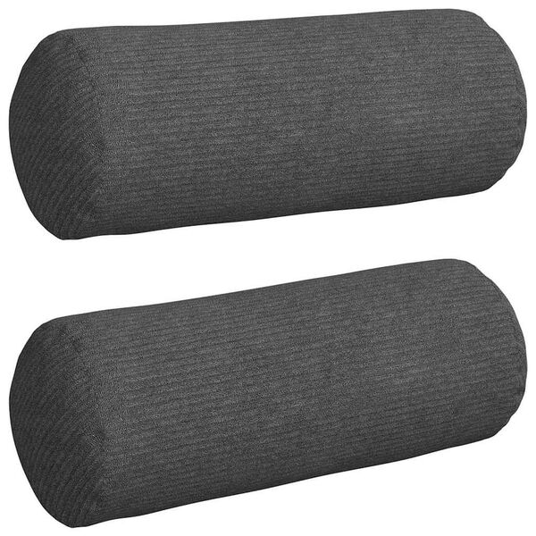 vidaXL Bolster Pillows 2 pcs Dark Grey Ø 15 x 40 cm Corduroy Fabric