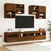 vidaXL TV Wall Cabinet with LED Lights Brown Oak 100x30x40 cm