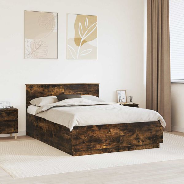 vidaXL Bed Frame Smoked Oak 150 x 200 cm Engineered Wood