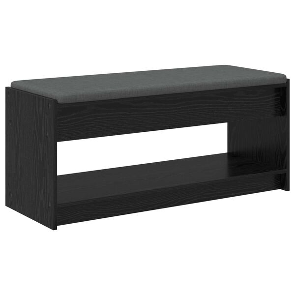vidaXL Hall Bench with Cushion with Shelf Black Oak 103 x 38 x 45 cm