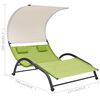 vidaXL Double Sun Lounger with Canopy Textilene Green