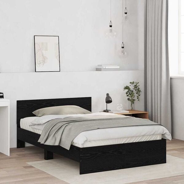 vidaXL Bed Frame Black Oak 193 x 125 x 70 cm Engineered Wood