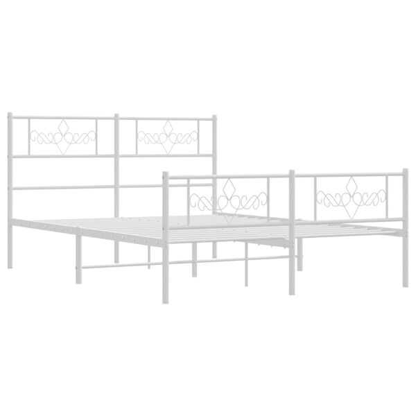 vidaXL Metal Bed Frame without Mattress with Footboard White 120x200cm