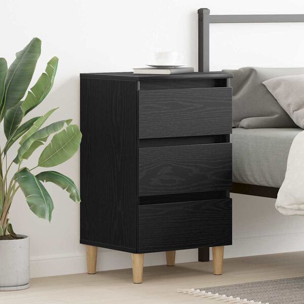 vidaXL Bedside Cabinet Black Oak 40 x 35 x 69 cm Engineered Wood