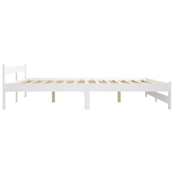 vidaXL Bed Frame without Mattress White Solid Pine Wood 180x200 cm Super King