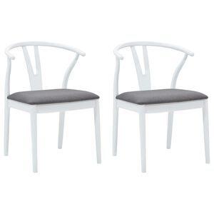vidaXL Dining Chair 2 pcs Solid Rubber Wood White and Grey