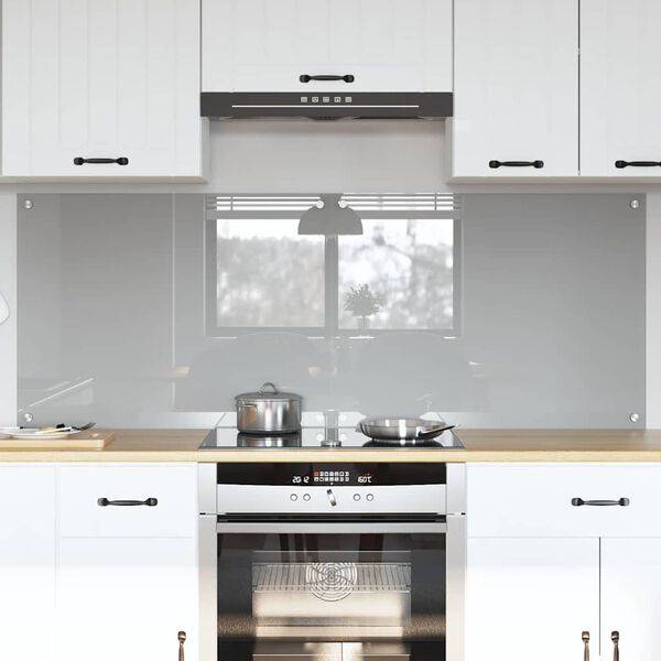 vidaXL Kitchen Backsplash 2 pcs Light Grey 80 x 60 cm Tempered Glass