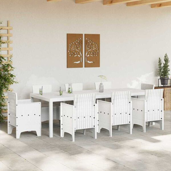 vidaXL Garden Dining Table White 250 x 100 x 73 cm Poly Rattan