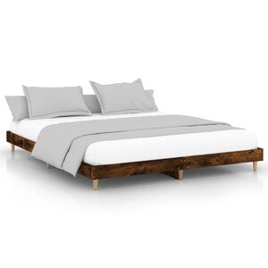 vidaXL Bed Frame without Mattress Smoked Oak 200x200 cm Engineered Wood