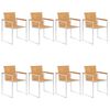 vidaXL Garden Chairs 8 pcs Solid Teak Wood and Stainless Steel