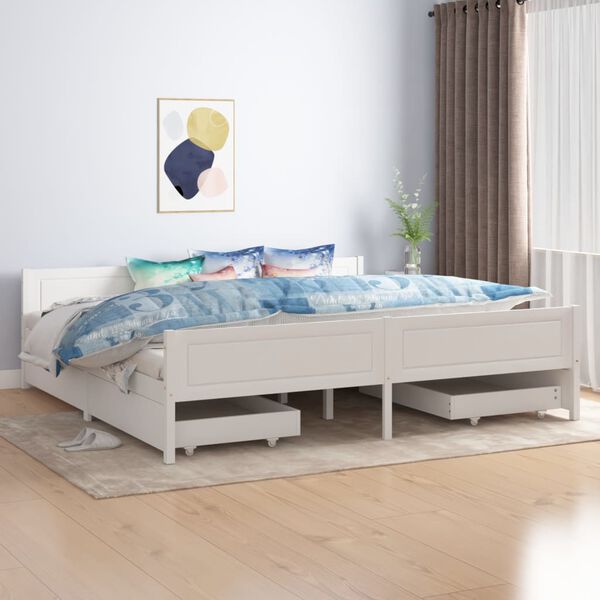 vidaXL Bed Frame without Mattress White Solid Wood Pine 200x200 cm
