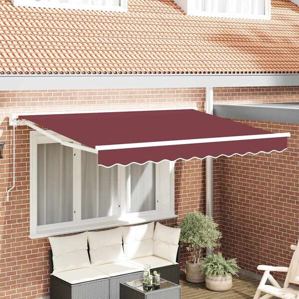 vidaXL Retractable Awning Burgundy 300 x 200 cm Aluminium and Fabric