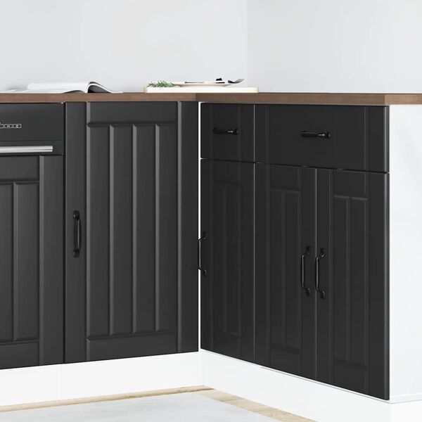 vidaXL Kitchen Base Cabinet "Lucca" Black Engineered Wood