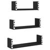 vidaXL Wall Shelves 3 pcs Black Oak Engineered Wood