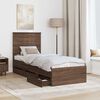 vidaXL Bed Frame with Drawer Brown Oak 75 x 190 cm Engineer Wood