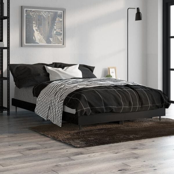 vidaXL Bed Frame without Mattress Black 120x190 cm Small Double Engineered Wood
