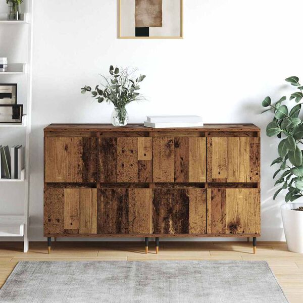 vidaXL Storage Cabinet 2 pcs Old Wood 60 x 35 x 70 cm
