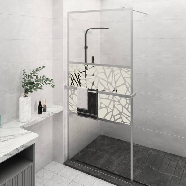 vidaXL Walk-in Shower Wall with Shelf Chrome 90x195 cm ESG Glass&Aluminium
