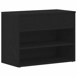 vidaXL Shoe Bench with Shelf Black Oak 60 x 30 x 45 cm Engineered Wood