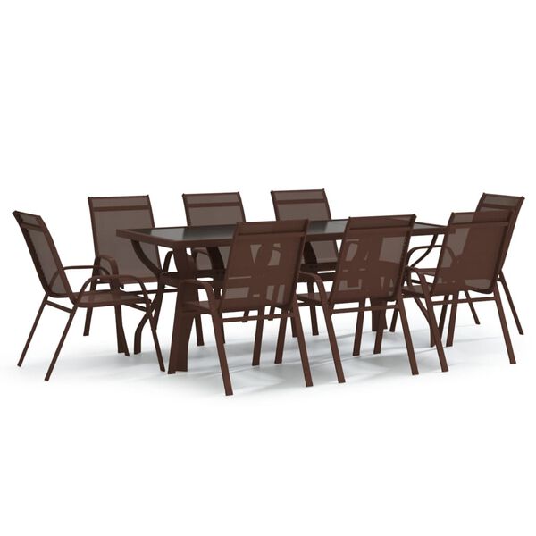 vidaXL 9 Piece Garden Dining Set Brown and Black