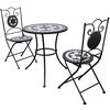 vidaXL Patio Furniture | Black and White | Powder-coated iron and ceramic