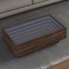 vidaXL Coffee Table with LED Brown Oak 90x50x30 cm Engineered Wood