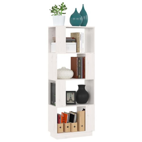 vidaXL Book Cabinet/Room Divider White 51x25x132 cm Solid Wood Pine