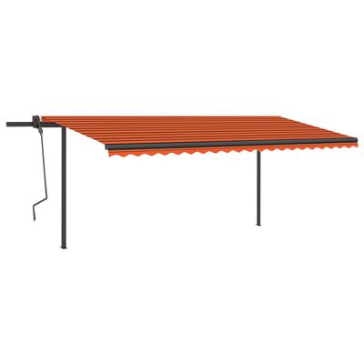 vidaXL Manual Retractable Awning with Posts 5x3 m Orange and Brown