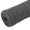 vidaXL Chicken Wire Fence Steel with PVC Coating 25x1 m Grey